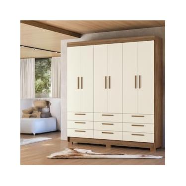 Imagem de Guarda-Roupa Casal Santos Andirá Colombo com 6 Portas, 9 Gavetas e 4 Prateleiras – 194,4cm de largura
