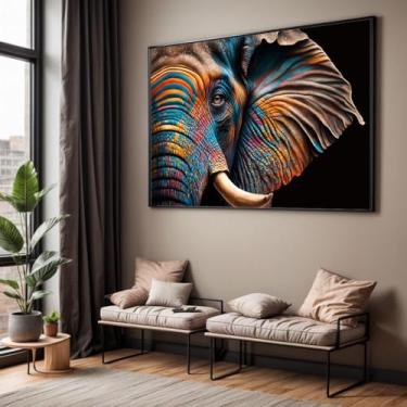 Imagem de Quadro com Moldura Sala Quarto Elefante Indiano Foco Decorativo Horizontal Grande Hall