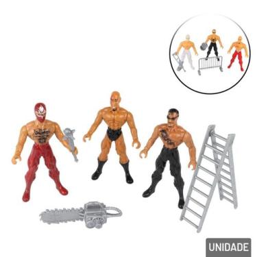 Imagem de Boneco Luta Livre com Acessórios 6 Peças - Tudo em Caixa - Genérico