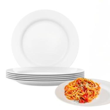 Imagem de Jogo Kit 04/06/12UN Pratos Raso Branco Vidro Menu Temperado Opaline Almoço Jantar Hotel(6 Pratos)