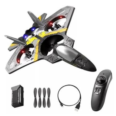 Imagem de Avião RC Infantil Preto EPP Controle 2.4G 4 Hélices - JPCOM