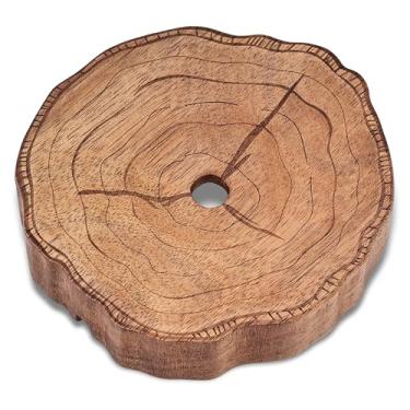 Imagem de CAMLOT Saboneteira de madeira de acácia com autodrenagem, design divertido e moderno, suporte de sabão para bancada de pia, chuveiro e saboneteira de banheiro。 (Anel de árvore - 10 x 10 x 2,2 cm)