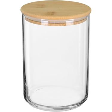 Imagem de POTE PORTA MANTIMENTOS HOME&CO TAMPA BAMBU VIDRO 750ml 14x10x10cm TRANSPARENTE