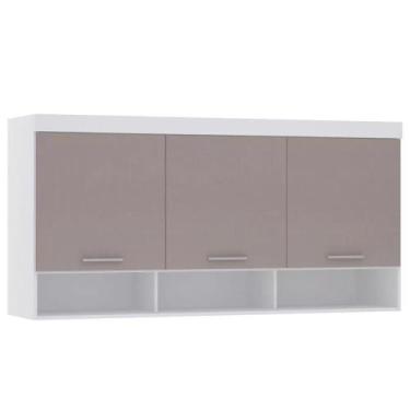 Imagem de Guarda-roupa Modulado 165cm Aéreo 2 Portas Alpes Luciane, Branco/Cinna