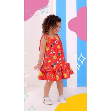 Imagem de Vestido lala laranja infantil e juvenil 01 ao 14 modinha menina blogue