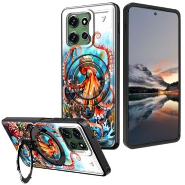 Imagem de Capa para Motorola Moto G Power 5G 2025 com suporte e suporte de anel – proteção contra quedas militar, parte traseira rígida de policarbonato resistente à prova de choque e capa de telefone de