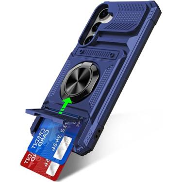 Imagem de Capa para Samsung Galaxy A56 com suporte de anel giratório de 360° e suporte para cartão [com protetor de tela] capa de grau militar, capa protetora resistente à prova de choque para Samsung A56 5G
