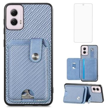 Imagem de Asuwish Capa para celular Motorola Moto G Power 5G 2024 com protetor de tela de vidro temperado fina e suporte magnético para cartão de crédito, compartimento para meninas, celular G5, mulheres