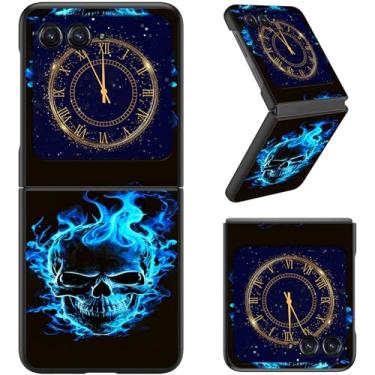 Imagem de Capa para celular Motorola Razr 50, Moto Razr 2024, fina, rígida, PC, capa flip de corpo inteiro, robusta, à prova de choque, para Motorola Moto Razr 2024/Moto Razr 50, caveira azul