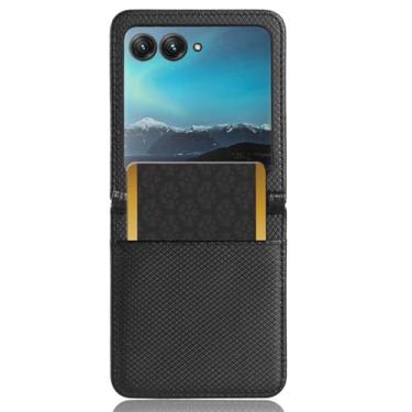 Imagem de POYUFRG Capa carteira para Motorola Razr 60 Ultra/60, capa fina de couro de negócios antiderrapante com porta-cartões à prova de choque, preta, 60