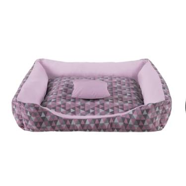 Imagem de Cama pet shop grande (G) caminha para cachorro gato fundo impermeável lavavel com zíper(Geometrico rosa (G))