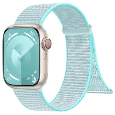 Imagem de IMIVIO Pulseiras de nylon esportivas trançadas ajustáveis para Apple Watch séries 10/9/8/7/6/5/4/SE/Ultra2/1 de 40 mm, 44 mm, 45 mm, 38 mm, 41 mm, 42 mm, 46 mm, 49 mm