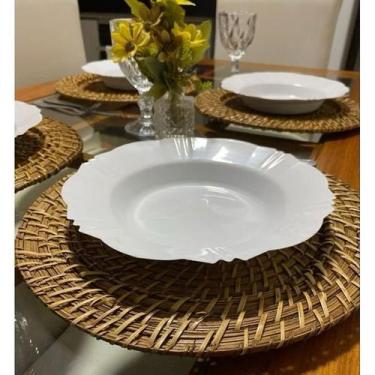 Imagem de Kit 30 Lindos Pratos Fundos Redondos com Bordas Plastico Refeição. Par