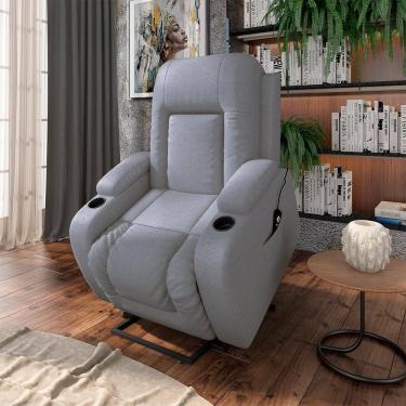 Imagem de Poltrona Do Papai Reclinável Crihs Lift Com Massagem E Aquecimento Linho Cinza G23 - Gran Belo