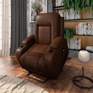Imagem de Poltrona Do Papai Reclinável Crihs Lift Com Massagem E Aquecimento Pu Marrom Brilho G23 - Gran Belo