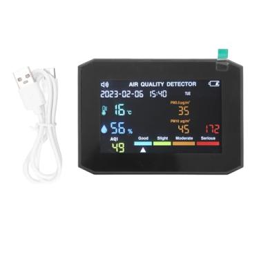 Imagem de Monitor Qualide do Ar PM2.5 PM10 HCHO TVOC CO2 Detector Multifuncional Portátil Tela LCD Qualide do Ar Tester com Temperatura Sensor de Umide Despertador para Home Office Car