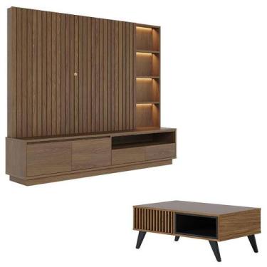 Imagem de Estante Home Theater Cancún Amêndoa com Mesa de Centro Jeri Noce Milan