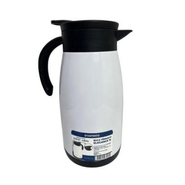 Imagem de Bule Térmico Soprano 1 Litro Aço Inox Com Gatilho Branco