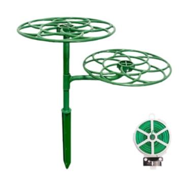 Imagem de Whtkoph Suporte para Plantas, Gaiola de Suporte para Peônias, Treliça de Suporte para Plantas, Estacas de Jardim, Anel de Suporte para Flores para Rosas, Toma, 2 níveis com fio, Tamanho real