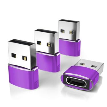 Imagem de Elebase Adaptador para Apple Watch SE 3, adaptador USB para USB C, pacote com 4, conector de carregador tipo C fêmea para USB A macho para iWatch 11 10, iPhone 16 15 Plus Pro Max, iPad 8 8th 9 9th