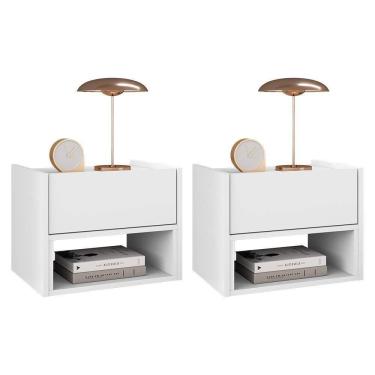 Imagem de Kit 2 Mesas De Cabeceira Suspensa Florença 1 Gaveta Branco - Casa D Branco