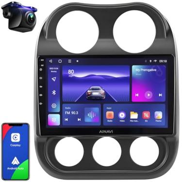 Imagem de Microfone estéreo automotivo de 25,9 cm para Jeep Patriot Compass 2010-2016 Android 12.0 (3 RAM + 32 ROM) Auto Carplay 8 núcleos QLED, tela sensível ao toque, rádio, navegação GPS, controle de voz,