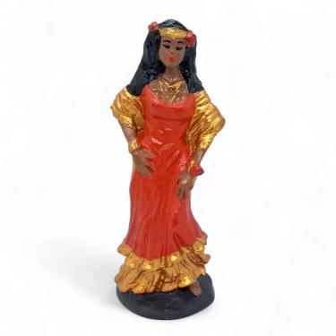 Imagem de Estátua Imagem Cigana Vermelha Resina Umbanda Candomblé 13cm