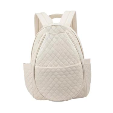 Imagem de kowaku Mochila para tênis com alças ajustáveis, esportes ao ar livre, para mulheres e homens, grande capacidade, portátil para pickleball e badminton, Branco