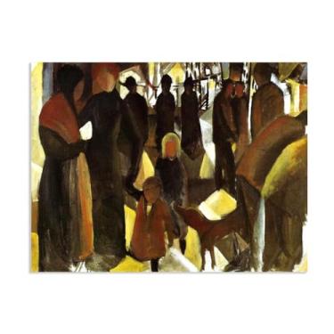 Imagem de SDYJ6GSW August Macke Prints Painting Leave-taking Poster Expressionism Wall Art Famous Painting Reproduções para sala de estar decoração de casa 70 x 50 cm (71.1x50.8 cm) sem moldura
