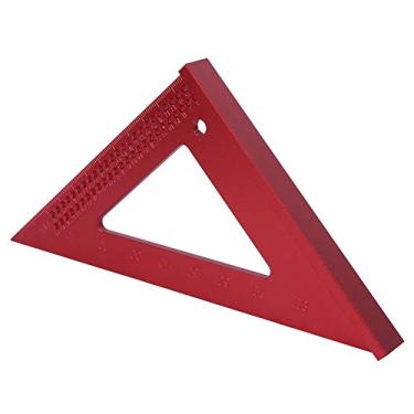 Imagem de Domary Liga de Alumínio Carpintaria Calibre Carpenter Marcação Ferramenta 45/90 Grau Triangular Régua Vermelho 7.09x5.04x5.04in para Projetos de Madeira DIY Amadores