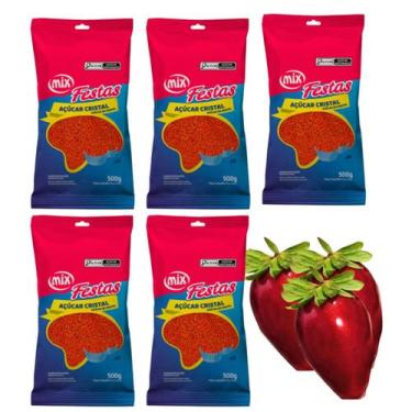 Imagem de Açúcar Vermelho para Morango do Amor Premium Kit 5 Un Mix