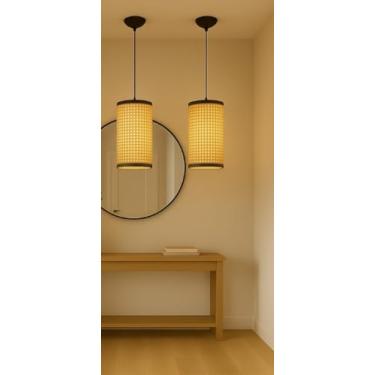 Imagem de Dmob Pendente Luminária De Teto Kit Com 2 (Palha C/Preto)