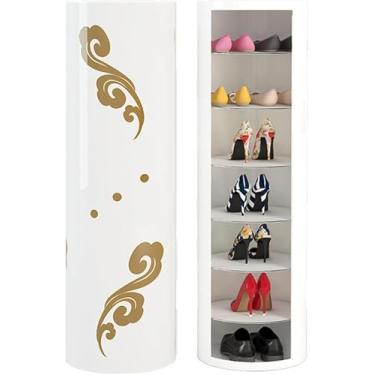 Imagem de Sapateira Redonda Giratória De 360 °, Armário De Sapatos De Várias Camadas De Canto De Metal, Organizador De Armazenamento De Prateleira De Sapato Vertica, White 3, Diameter 32cm/12.5in