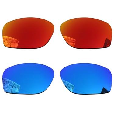 Imagem de Acefrog Lentes de reposição polarizadas de 1,5 mm para óculos de sol Oakley Conductor 8 OO4107, material atualizado, resistente a impactos - vermelho fogo e azul gelo polarizado - 1,5 mm