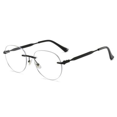 Imagem de Óculos de sol elipse ultraleves de metal, masculino e feminino, com lentes transparentes anti-luz azul, C1, C