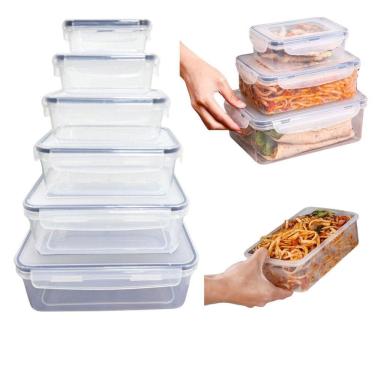 Imagem de Kit 6 Potes Herméticos Plásticos Vasilha Tapoer Transparente