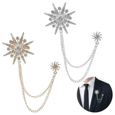 Imagem de GYGYL Broche masculino de cristal com correntes, alfinetes de lapela para decoração de camisa masculina clipes de metal feminino smoking gravata chapéu cachecol, Zinco, Sem Pedra Preciosa