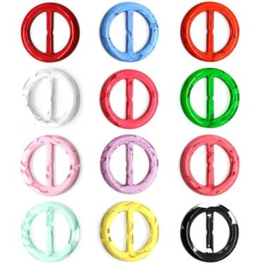 Imagem de 12 peças de clipe de anel de lenço de seda para mulheres moda anel de resina cachecóis fecho fivela de cintura para camisas roupas anéis envoltório suporte com 1 caixa requintada estilo arco-íris