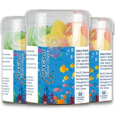 Imagem de Palhetas de fio dental para crianças Dacon Kids Flossers, 50 unidades 