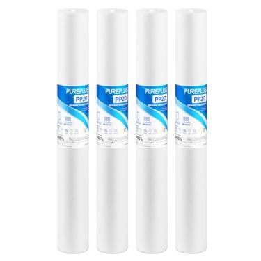 Imagem de PUREPLUS Filtro de água residencial de sedimentos para toda a casa, 20 mícrons, 50,8 x 6,3 cm, pacote com 4
