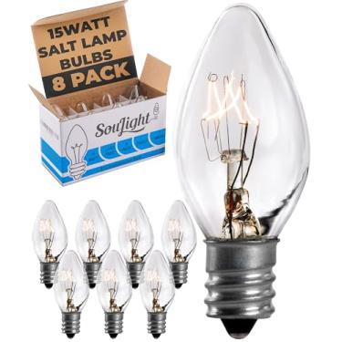 Imagem de Lâmpada Salt Rock Bulbo de substituição de 15 watts para lâmpadas e cestas de sal do Himalaia, lustres, aquecedores de velas e ceras, luzes noturnas. Soquete E12 incandescente com base de candelabro, C7, transparente
