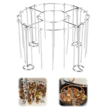 Imagem de Conjunto de Espetinhos Churrasco Aço Inoxidável, Inclui 1un Grelha Redonda e 24un Espetos Cozinhar Ao Ar Livre Acampamento Piquenique Quintal Cozinha Vapor Fritadeira a Ar Panela Arroz Forno