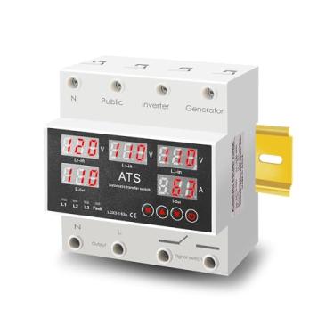 Imagem de BOQNZN Interruptor De Transferência Automático Para Inversor Gerador, Protetor Tensão Ajustável 110 V 63 A Com Display Led, Proteções Contra Sobrecorrente, Sobretensão E Subtensão