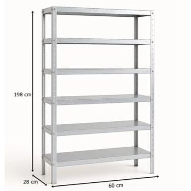 Imagem de Estante/Armário/Prateleira de Aço 6 Bandeja 90/60cm FBA (GALVANIZADA, 60cm Largura)