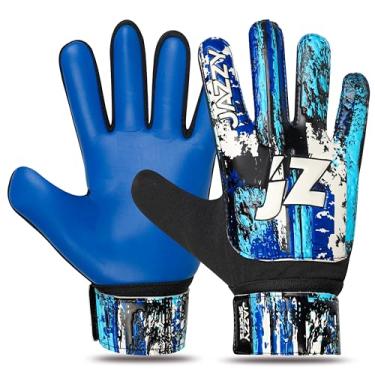 Imagem de Jazzy Sports Luvas de goleiro de futebol para crianças, meninos, jovens, luvas de goleiro de futebol descoladas, antiderrapante, palma de látex de 4 mm, com aderência durável e proteção dupla de pulso