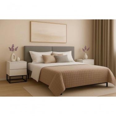 Imagem de Kit 2 Mesas De Cabeceira Industrial 45cm Base Preto Off White