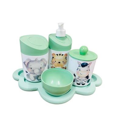 Imagem de Kit Higiene Bebê Safari Sortido c/bandeja nuvem verde - Dóia Kids , Ve