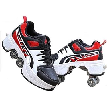 Imagem de Patins De Gelo Polia Sapatos Multifuncional Deformação Patinação Quad Patinação Esportes Ao Ar Livre, C, 38