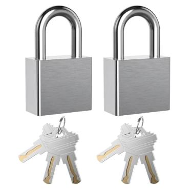 Imagem de AST Cadeado de aço inoxidável atualizado com cilindro de alta segurança, 3 chaves de latão, cadeado de uso interno e externo de 40 mm de largura, manilha endurecida (diferença com chave e 40 mm