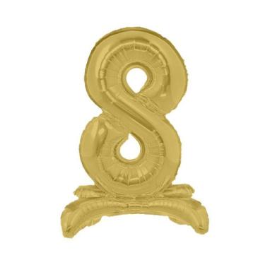 Imagem de Balão Número Gigante Dourado Com Base Para Chão 75 Cm - PartiuFesta
